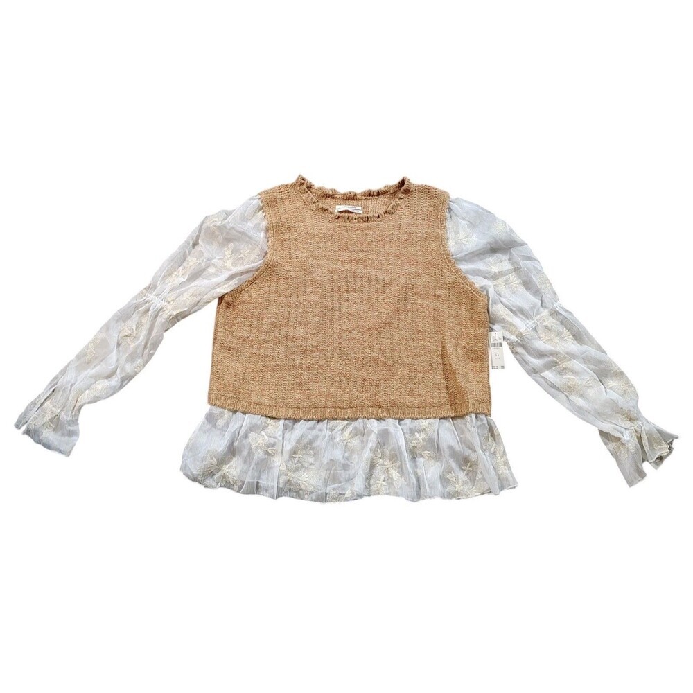 Anthropologie Womens Romantic Cottagecore Knit Sweater Vest Size 2X Ruffle Trim - Picture 4 of 15